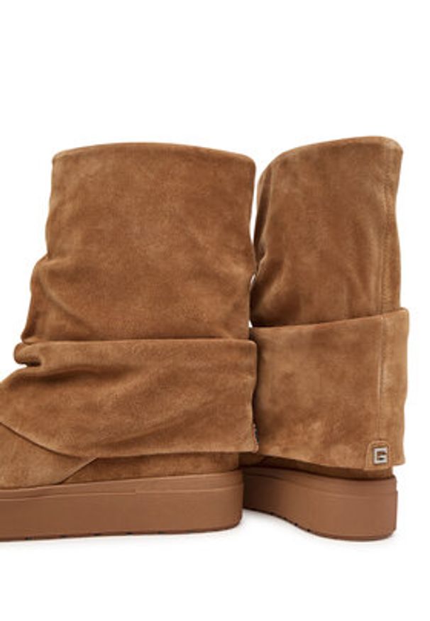 Guess Botki FLFGUI SUE10 Brązowy. Kolor: brązowy. Materiał: zamsz, skóra