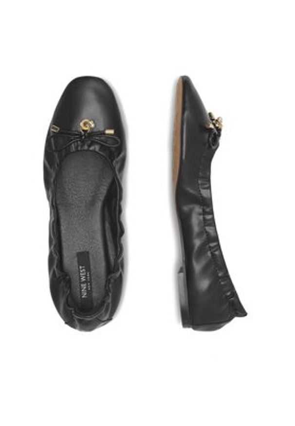 Nine West Baleriny WFA2617-1 Czarny. Kolor: czarny. Materiał: skóra