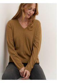 Cream Sweter Anva 10610182 Brązowy Regular Fit. Kolor: brązowy. Materiał: wiskoza