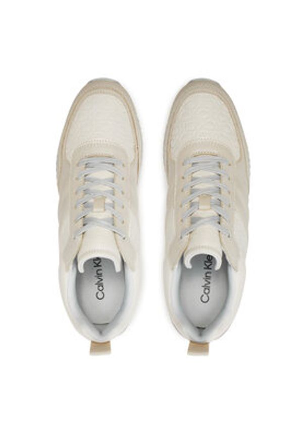 Calvin Klein Sneakersy Runner Lace Up Saff Mono HW0HW02102 Beżowy. Kolor: beżowy. Materiał: skóra