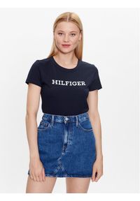TOMMY HILFIGER - Tommy Hilfiger T-Shirt WW0WW38872 Granatowy Slim Fit. Kolor: niebieski. Materiał: bawełna #1