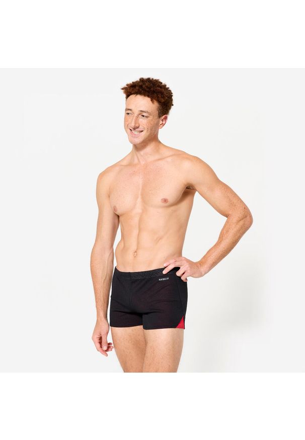 Decathlon - Bokserki pływackie męskie Nabaiji 900 spowalniające Drag Suit. Kolor: czerwony, wielokolorowy, czarny. Materiał: poliester, materiał