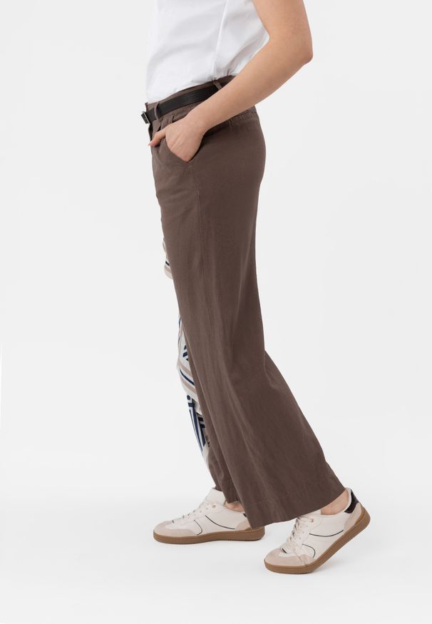 Volcano - Spodnie z lnem R-GITTA. Materiał: len. Wzór: gładki. Styl: elegancki, klasyczny