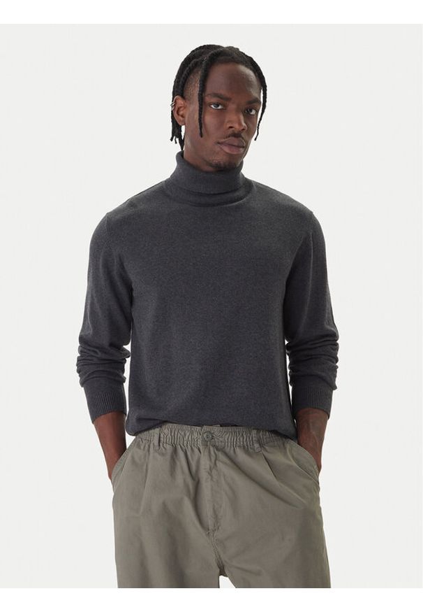 Jack & Jones Golf Basic 12287649 Czarny Regular Fit. Typ kołnierza: golf. Kolor: czarny. Materiał: bawełna