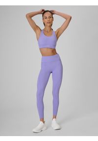 4f - 4F Legginsy treningowe szybkoschnące damskie - fioletowe M. Stan: podwyższony. Kolor: fioletowy. Materiał: materiał, skóra, włókno. Długość: do kostek. Wzór: gładki. Sport: fitness #1