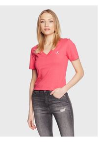 Calvin Klein Jeans T-Shirt J20J220303 Różowy Slim Fit. Kolor: różowy. Materiał: bawełna