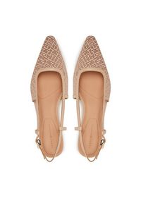 TOMMY HILFIGER - Tommy Hilfiger Sandały Mono Squared Toe Kitten Slingb FW0FW08746 Beżowy. Kolor: beżowy. Materiał: materiał #4