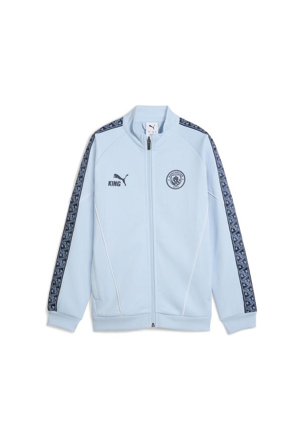 Puma - Młodzieżowa kurtka Manchester City KING Anthem PUMA Silver Sky Deep Navy Blue. Kolor: niebieski