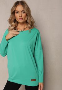 Renee - Miętowa Bluzka z Bawełny i Rękawami o Fasonie Nietoperza Disonna. Kolor: miętowy. Materiał: bawełna #4