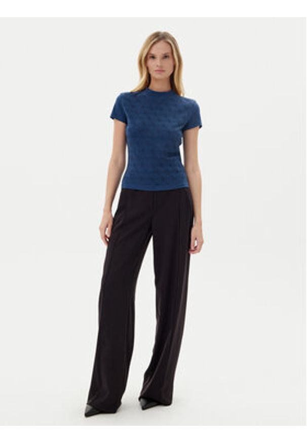 Guess T-Shirt W4BI26 J1314 Granatowy Slim Fit. Kolor: niebieski. Materiał: bawełna