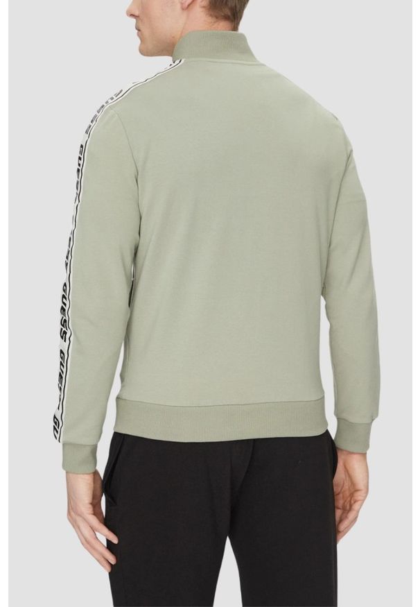 Guess - GUESS Zielona bluza męska z lampasami New Arlo. Kolor: zielony