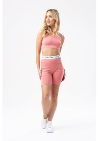 Hype szorty damskie kolor różowy z nadrukiem high waist. Stan: podwyższony. Kolor: różowy. Wzór: nadruk