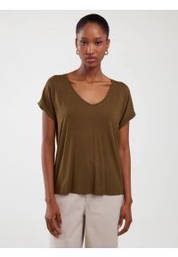 Big-Star - Koszulka damska o luźnym kroju khaki Valeria 303. Okazja: na co dzień. Kolor: zielony. Materiał: dzianina, wiskoza. Styl: klasyczny, casual #4