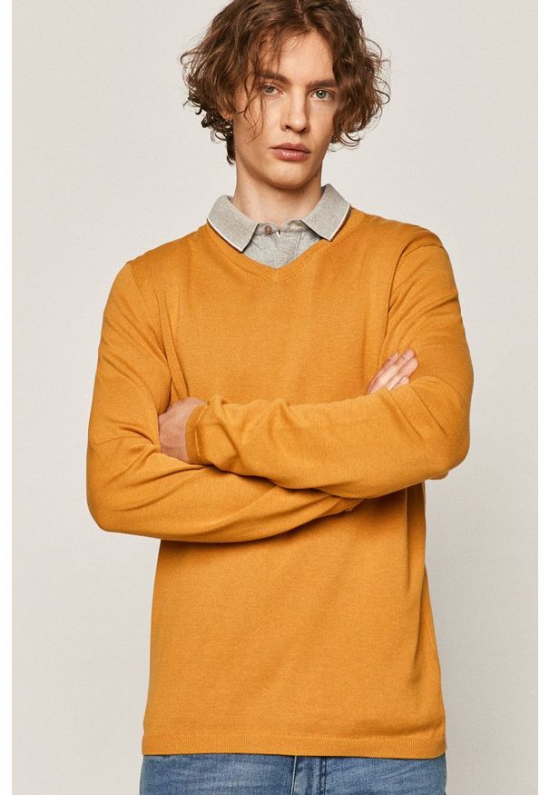medicine - Medicine - Sweter Basic. Okazja: na co dzień. Kolor: żółty. Długość rękawa: długi rękaw. Długość: długie. Styl: casual