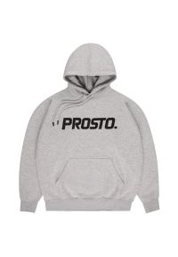 Bluza Prosto Hoodie Sweer KL242MSWE2083 - szara. Okazja: na co dzień, na spacer. Typ kołnierza: kaptur. Kolor: szary. Materiał: dresówka, bawełna, materiał, wiskoza, poliester. Wzór: aplikacja. Styl: casual, klasyczny. Sport: turystyka piesza