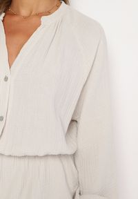 Born2be - Jasnobeżowy Bawełniany Kombinezon z Elastyczną Gumką w Talii i Spódnico-Spodenkami Gleasea. Okazja: na co dzień. Kolor: beżowy. Materiał: bawełna. Styl: casual, elegancki #2