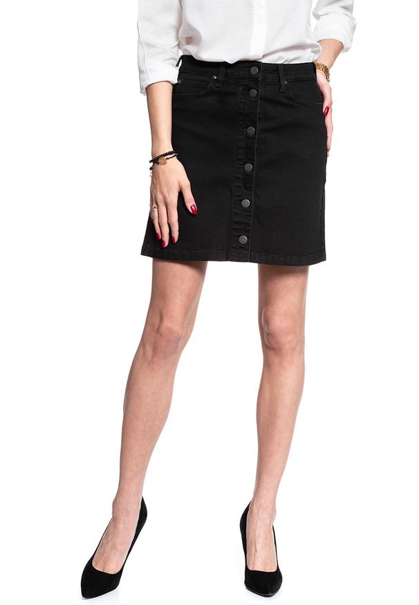 Lee - SPÓDNICA JEANSOWA LEE A LINE SKIRT MOTO BLACK L38NIZLG 112108283. Materiał: jeans