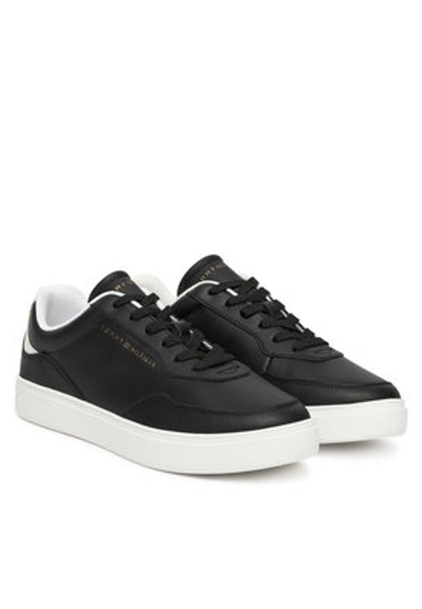 TOMMY HILFIGER - Tommy Hilfiger Sneakersy Casual Cupsole FW0FW08689 Czarny. Okazja: na co dzień. Kolor: czarny. Materiał: skóra