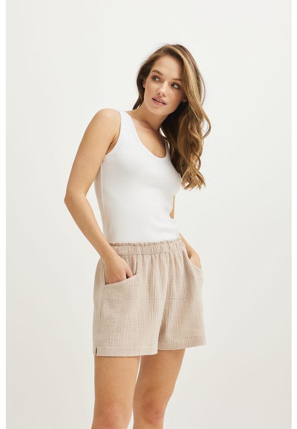 SPODENKI JULIETTE PIASKOWE L - Flawless. Materiał: guma, bawełna, skóra, włókno. Styl: klasyczny, elegancki