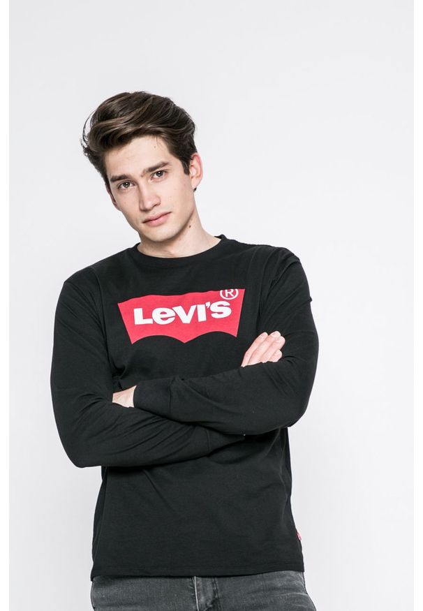 Levi's® - Levi's - Longsleeve. Okazja: na co dzień, na spotkanie biznesowe. Kolor: czarny. Materiał: dzianina. Długość rękawa: długi rękaw. Wzór: nadruk. Styl: biznesowy, casual