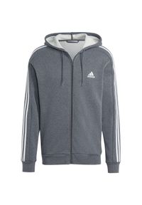 Adidas - Bluza męska adidas Essentials Fleece 3-Stripes Full-Zip. Typ kołnierza: kaptur. Kolor: biały, wielokolorowy, szary. Materiał: materiał