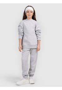 4f - 4F Bluza dresowa nierozpinana z kapturem dziewczęca - szara 128 (7-8 lat). Okazja: na co dzień. Typ kołnierza: kaptur. Kolor: szary. Materiał: dresówka. Wzór: ze splotem, gładki. Sezon: lato. Styl: casual, sportowy #2