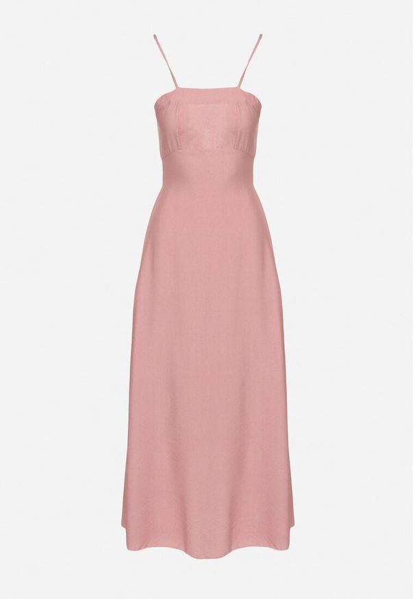 Born2be - Różowa Rozkloszowana Sukienka z Wiskozą Meravela. Okazja: na co dzień. Kolor: różowy. Materiał: wiskoza. Długość rękawa: na ramiączkach. Styl: casual, elegancki