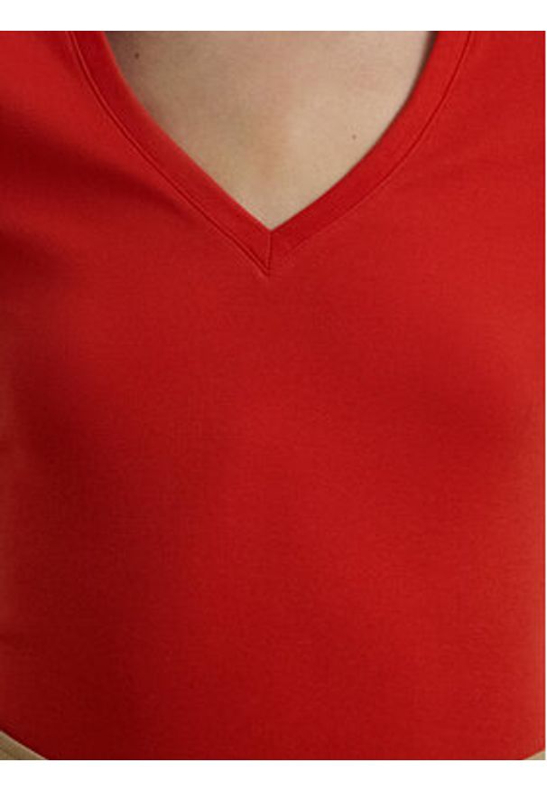 Lauren Ralph Lauren - LAUREN RALPH LAUREN Bluzka 200815843008 Czerwony Slim Fit. Kolor: czerwony. Materiał: bawełna