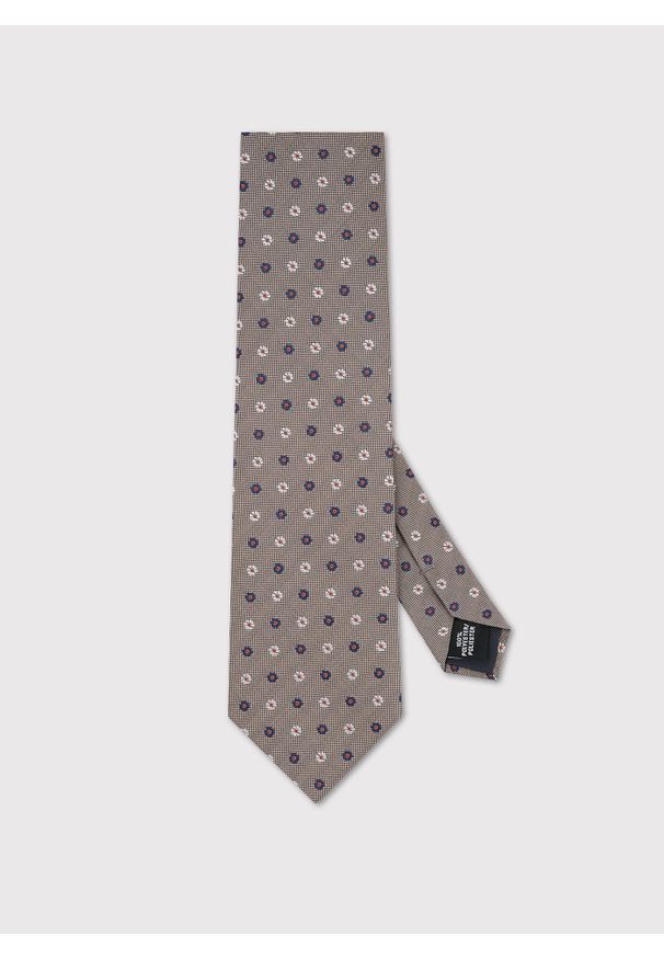 Pako Lorente - PAKO LORENTE – Beżowy krawat w kwiaty. Okazja: na spotkanie biznesowe. Kolor: beżowy. Materiał: poliester. Wzór: kwiaty. Styl: biznesowy