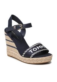 TOMMY HILFIGER - Tommy Hilfiger Espadryle Seasonal Webbing Wedge FW0FW07088 Granatowy. Kolor: niebieski. Materiał: materiał