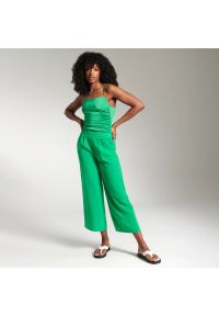 Sinsay - Spodnie tkaninowe - Zielony. Kolor: zielony. Materiał: tkanina
