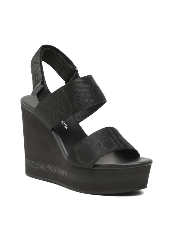 Sandały Calvin Klein Jeans Wedge Sandal Webbing YW0YW00959 Black BDS. Kolor: czarny. Materiał: materiał