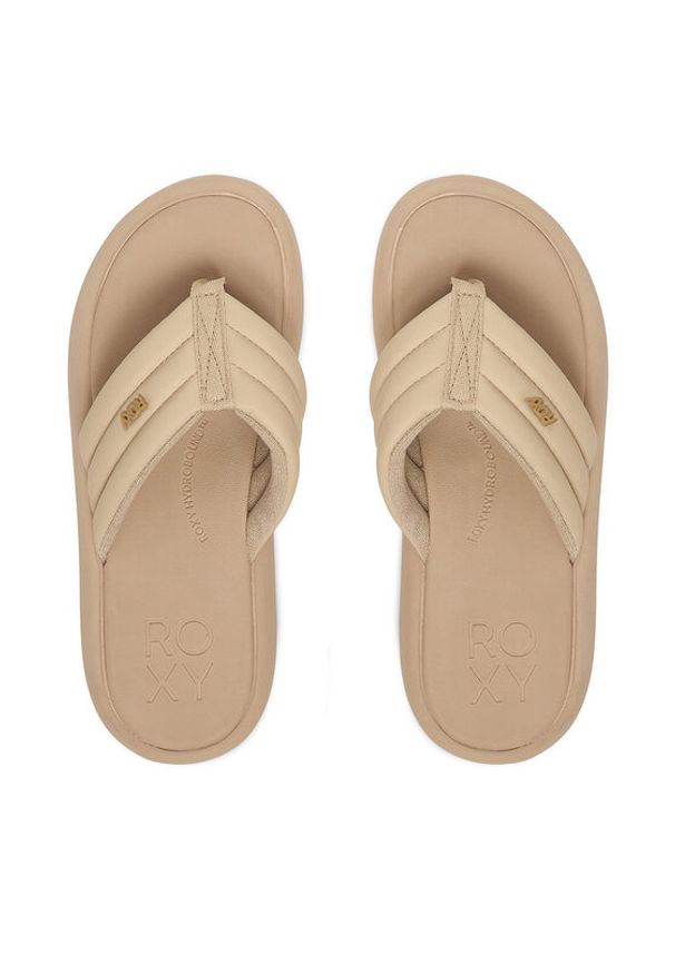 Roxy Japonki CEOWB-3CK003 Beżowy. Kolor: beżowy. Materiał: skóra