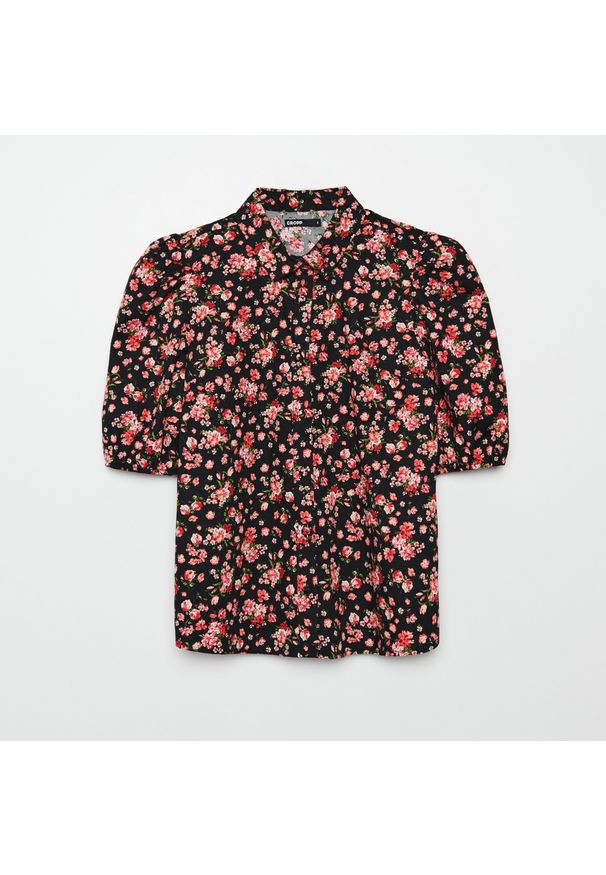 Cropp - Koszula w kwiaty - Czarny. Kolor: czarny. Wzór: kwiaty