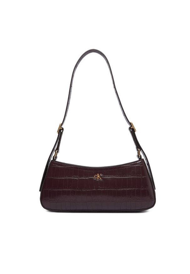 Calvin Klein Torebka Ck Croc Small LV04F3283G Bordowy. Kolor: czerwony. Materiał: skórzane