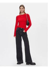 Tommy Jeans Bluzka Essential DW0DW17387 Czerwony Slim Fit. Kolor: czerwony. Materiał: bawełna