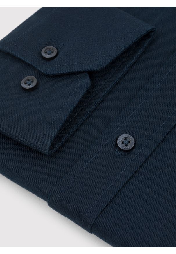 Pako Lorente - PAKO LORENTE – Casualowa koszula męska w kolorze granatowym. Okazja: na co dzień. Kolor: niebieski. Materiał: elastan, bawełna. Długość rękawa: długi rękaw. Długość: długie. Styl: casual