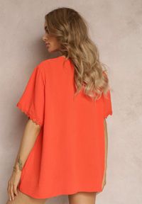 Renee - Pomarańczowa Koszula Zapinana na Guziki z Ozdobną Koronką Willona. Kolor: pomarańczowy. Materiał: koronka. Wzór: koronka #3