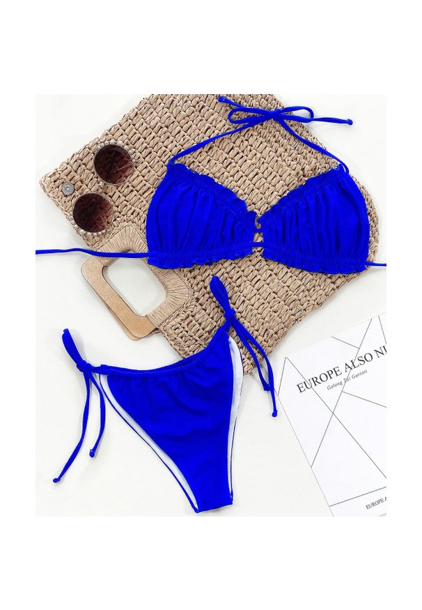 Intica - Bikini wiązane na szyi z regulacją na plażę i basen Greti. Kolor: niebieski. Materiał: materiał