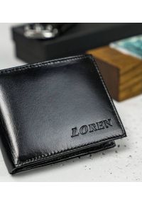 LOREN - Skórzany portfel męski Loren czarny RM-05-BCF BLACK. Kolor: czarny. Materiał: skóra #1