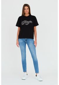 Juicy Couture - JUICY COUTURE Czarny damski t-shirt Boyfriend Scatter Diamante, Rozmiar S. Kolor: czarny #6