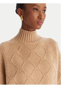 Elisabetta Franchi Sweter MK-55T-57E2 Brązowy Regular Fit. Kolor: brązowy. Materiał: wełna