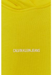 Calvin Klein Jeans - Bluza bawełniana. Typ kołnierza: kaptur. Kolor: żółty. Materiał: bawełna. Długość rękawa: długi rękaw. Długość: długie #3