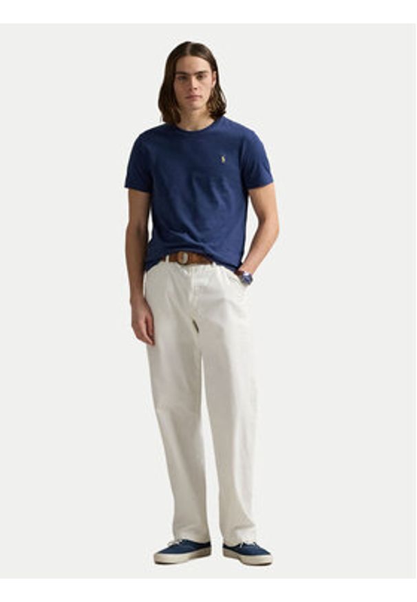 Polo Ralph Lauren T-Shirt 710671438426 Granatowy Custom Slim Fit. Typ kołnierza: polo. Kolor: niebieski. Materiał: bawełna