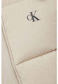 Calvin Klein Jeans kurtka męska kolor beżowy zimowa. Kolor: beżowy. Materiał: włókno, materiał. Wzór: nadruk. Sezon: zima #6