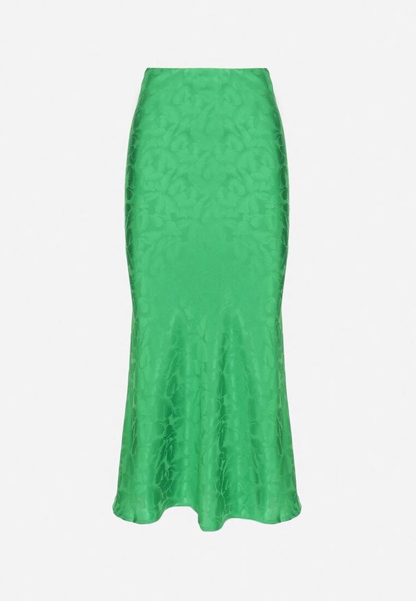 Born2be - Zielona Elegancka Spódnica Midi z Gumką w Pasie Falire. Kolor: zielony. Styl: elegancki