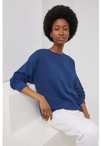 Answear Lab bluza bawełniana damska gładka. Kolor: niebieski. Materiał: bawełna. Wzór: gładki. Styl: wakacyjny