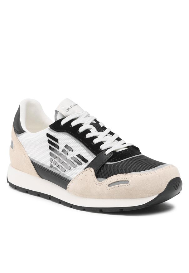 Sneakersy Emporio Armani X4X537 XM678 Q826 Beige/Black/Off Whit. Materiał: zamsz, skóra