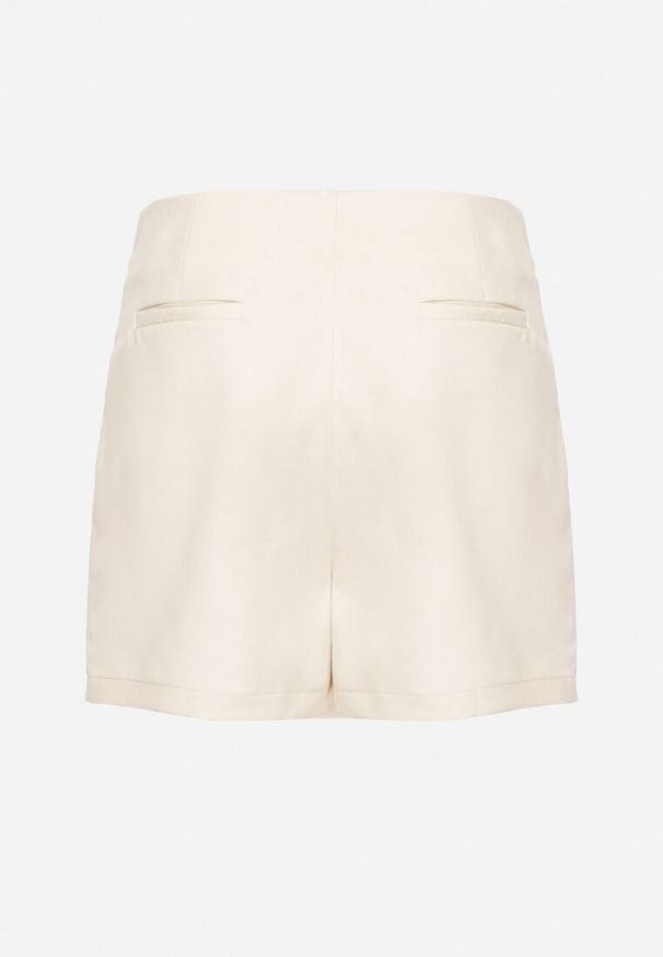 Born2be - Jasnobeżowe Spódnico-Szorty z Wiskozą o Asymetrycznym Kroju z Wysokim Stanem Calisse. Okazja: na co dzień. Stan: podwyższony. Kolor: beżowy. Materiał: wiskoza. Sezon: wiosna, lato. Styl: casual, elegancki