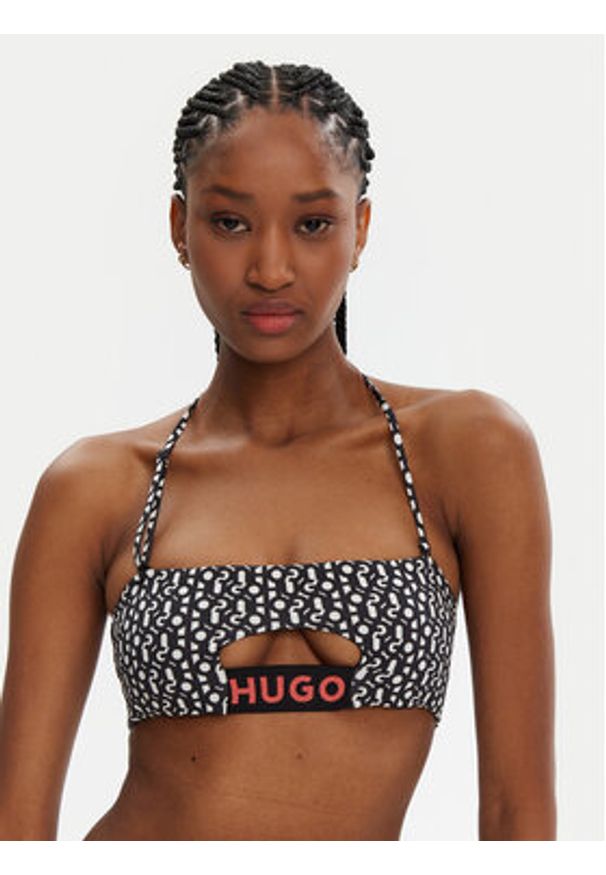 Hugo - HUGO Góra od bikini Monogram 50534927 Czarny. Kolor: czarny. Materiał: syntetyk